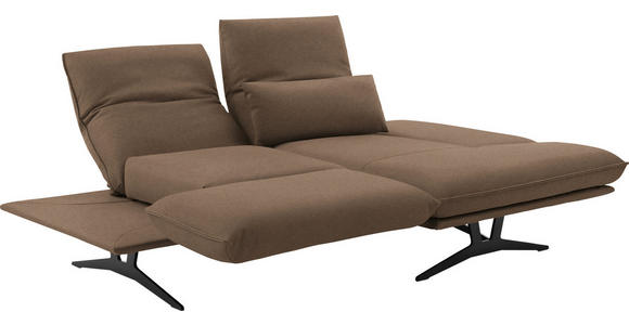 ECKSOFA in Echtleder Greige 210/130 cm - Greige/Schwarz, Design, Leder/Metall (210/130cm) - Dieter Knoll