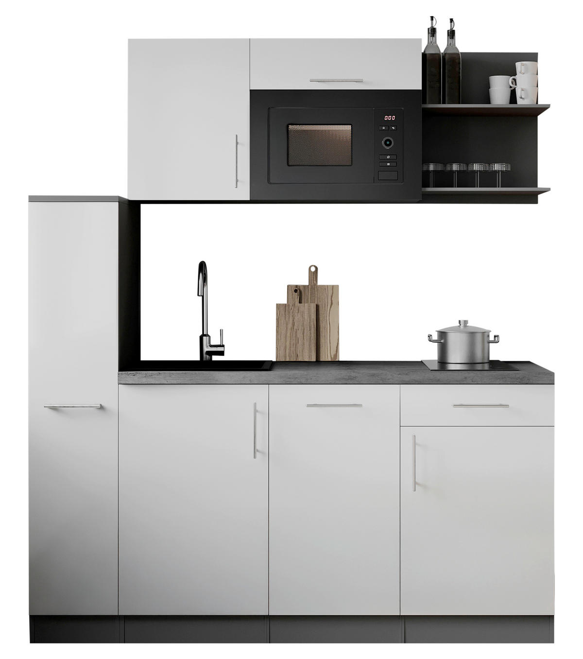 KUHINJSKI BLOK  bijela  - bijela/siva, Trend, drvni materijal/metal (175cm) - Respekta