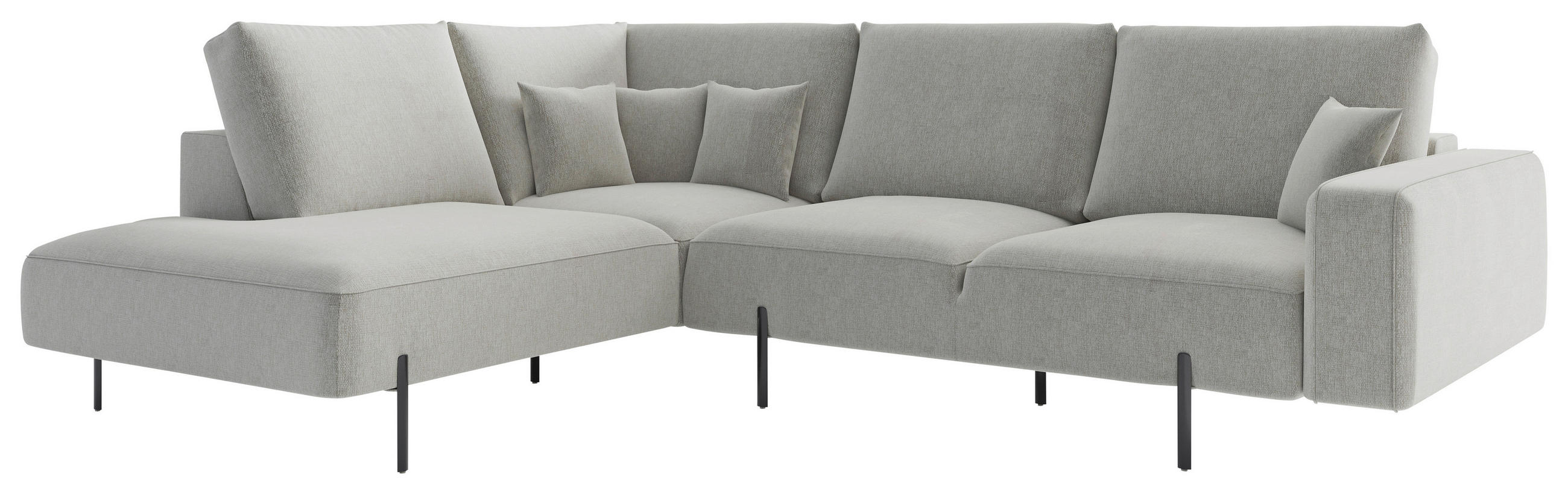 ECKSOFA Flachgewebe Creme  - Creme/Schwarz, Design, Textil/Metall (223/280/223cm) - Livetastic