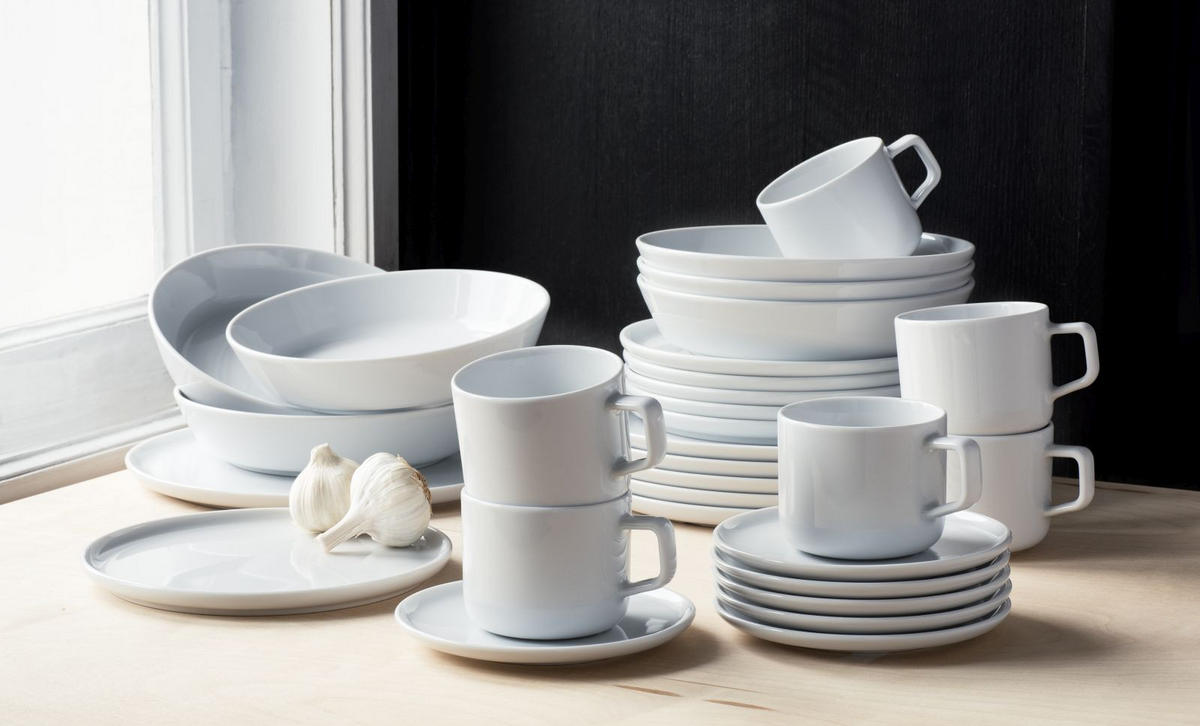 KOMBINOVANÁ SOUPRAVA, 30dílné, porcelán - bílá, Basics, keramika - Creatable