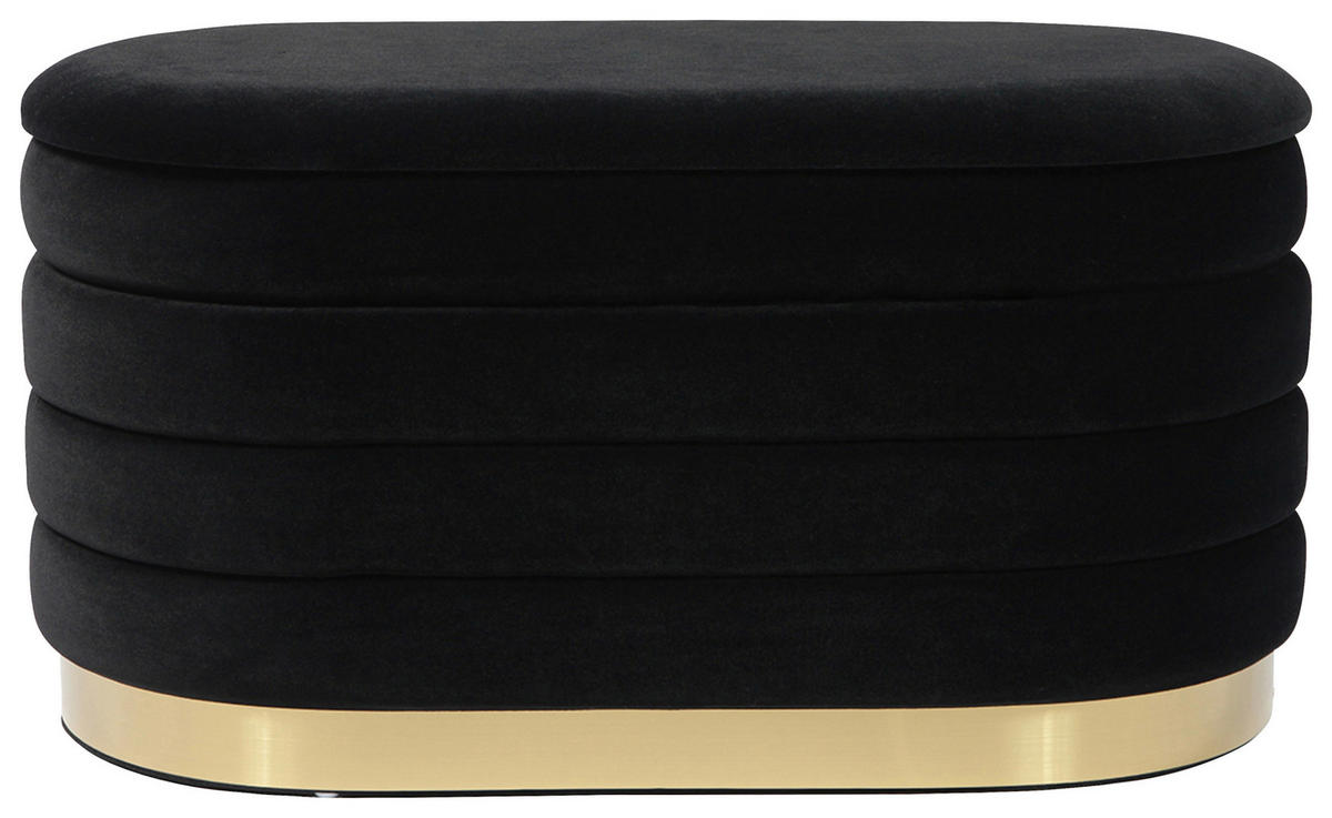 TRUHENBANK 42/42/80 cm Schwarz  - Goldfarben/Schwarz, Design, Textil/Metall (42/42/80cm) - Kayoom