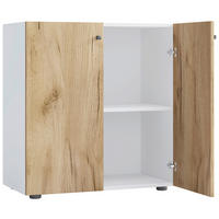 AKTENREGAL Weiß, Honigeiche  - Honigeiche/Schwarz, Design, Holzwerkstoff/Kunststoff (70/74/39cm) - MID.YOU