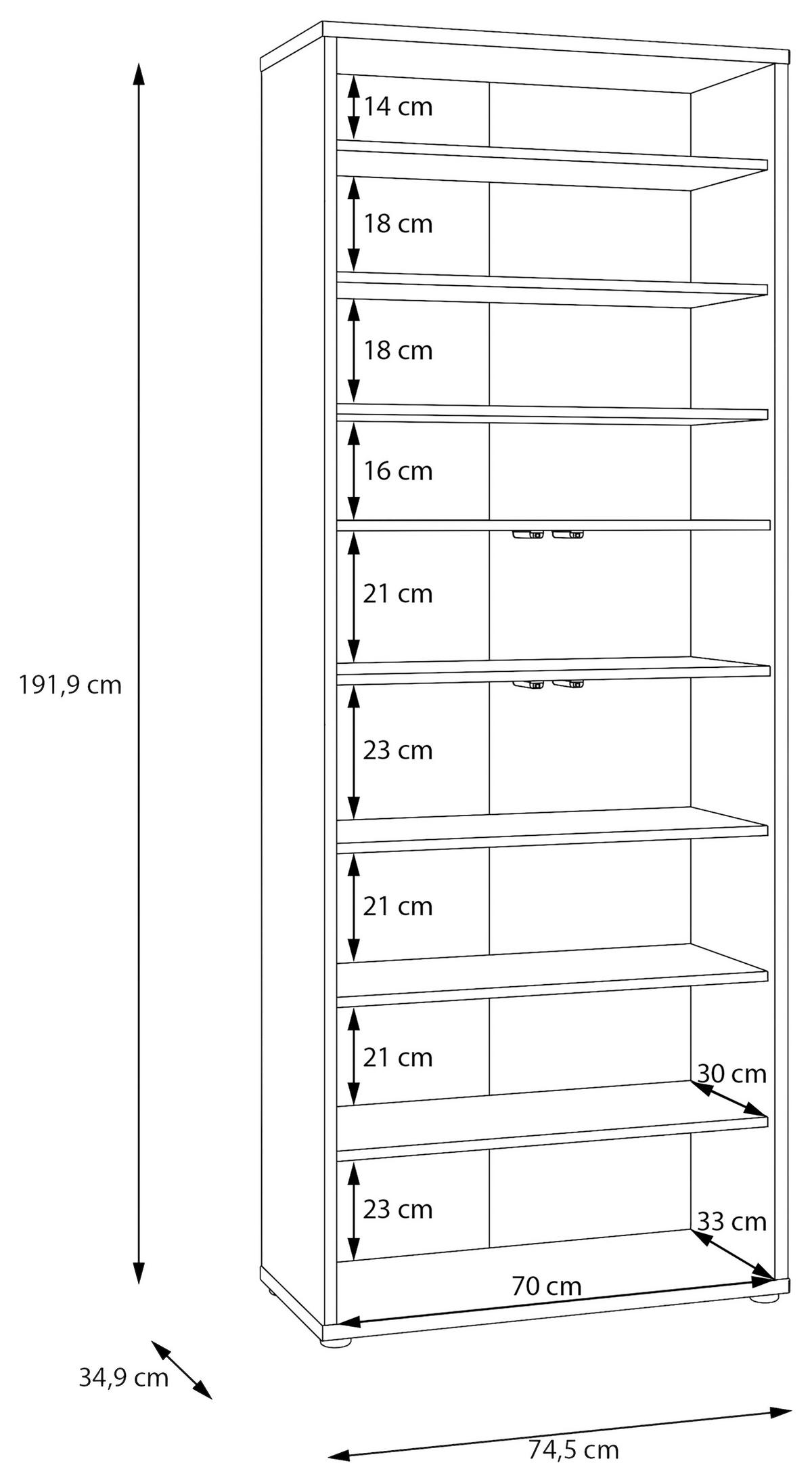 SCHUHSCHRANK Sandfarben  - Sandfarben/Grau, MODERN, Holzwerkstoff/Kunststoff (74,5/191,9/34,9cm) - Xora