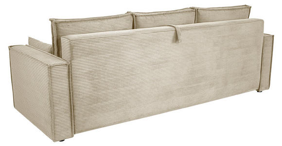 SCHLAFSOFA  mit Rücken echt, Armteil links, Armteil rechts Cord Creme  - Creme/Schwarz, Design, Textil (232/85/92cm) - Xora