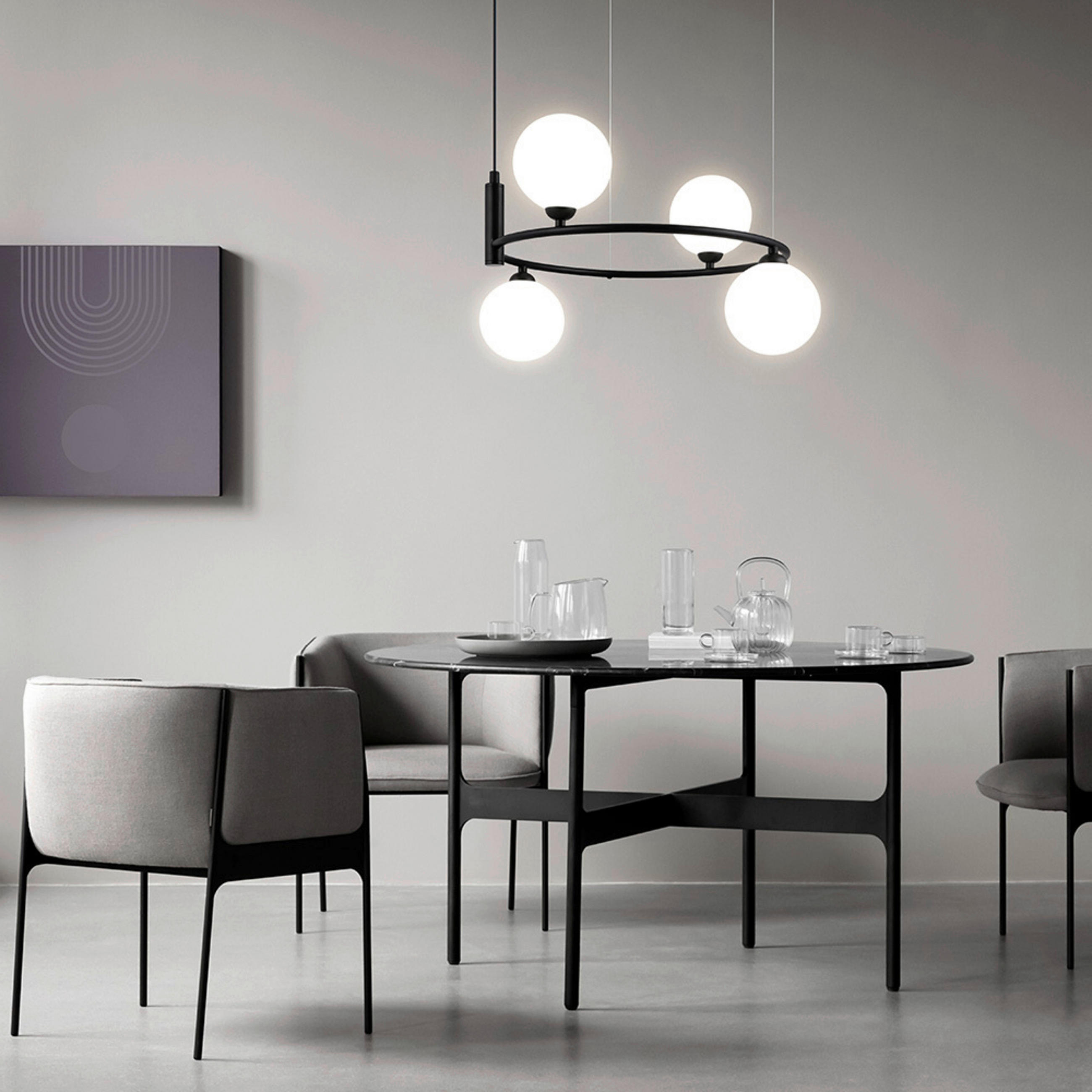PENDELLEUCHTE  43,5/28/39 cm   - Schwarz, Basics, Glas/Metall (43,5/28/39cm) - MAYTONI
