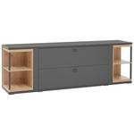 TV-ELEMENT Grau, Eiche Artisan  217/70,6/48,4 cm  - Schwarz/Eiche Artisan, KONVENTIONELL, Holzwerkstoff/Metall (217/70,6/48,4cm) - Hom`in