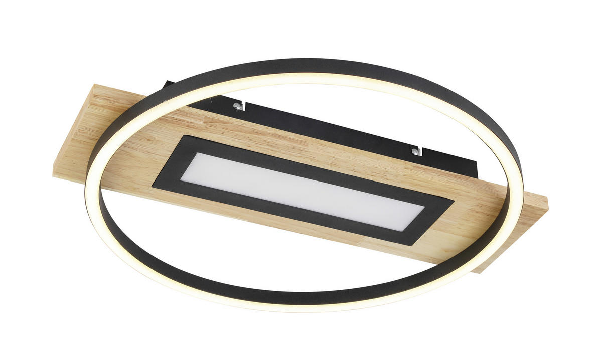 LED-DECKENLEUCHTE Yui 45/50/7,5 cm   - Schwarz/Naturfarben, Trend, Holz/Kunststoff (45/50/7,5cm) - Novel