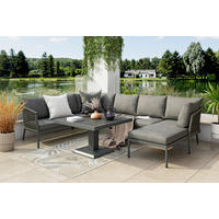 LOUNGEGARNITUR 5-teilig  - Dunkelgrau, Design, Kunststoff/Textil (220/285/150cm) - Ambia Garden