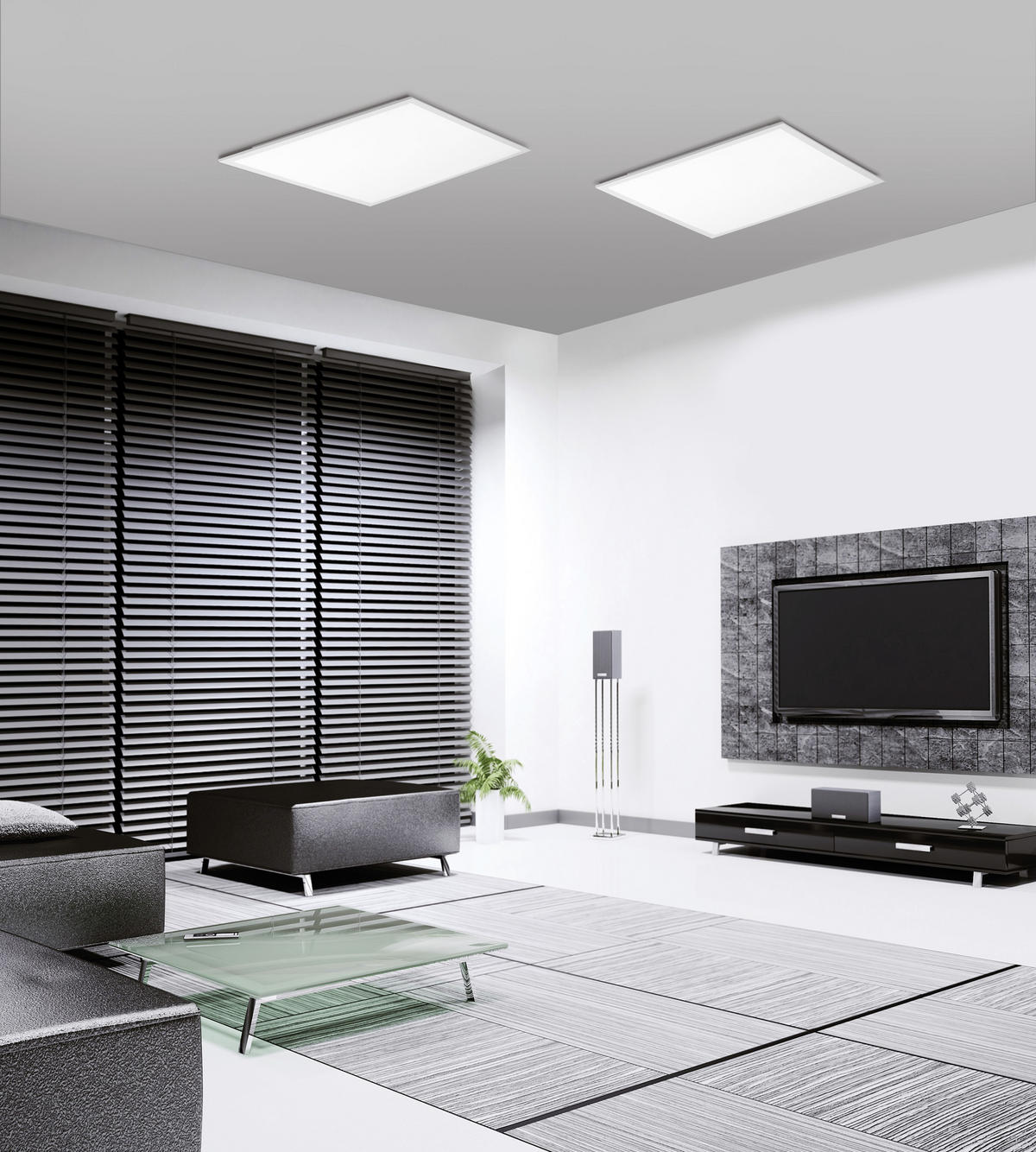 STROPNÍ LED SVÍTIDLO, 45/45/4,4 cm - bílá, Design, kov/plast (45/45/4,4cm)