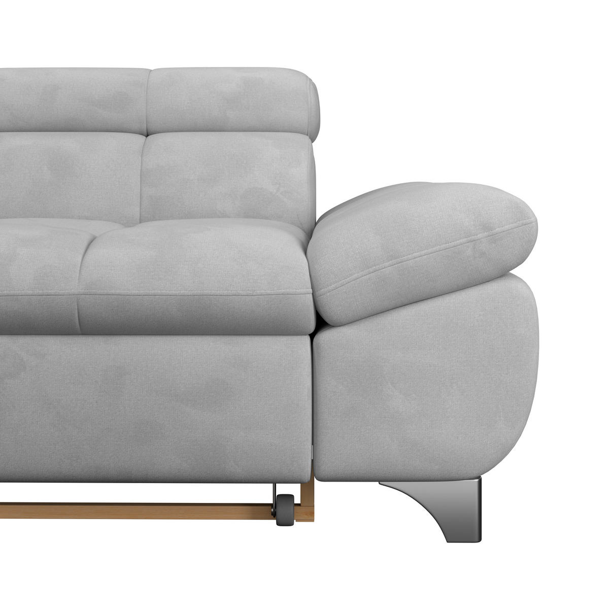 ECKSOFA Hellgrau Chenille  - Chromfarben/Hellgrau, KONVENTIONELL, Textil/Metall (234/312cm) - Livetastic