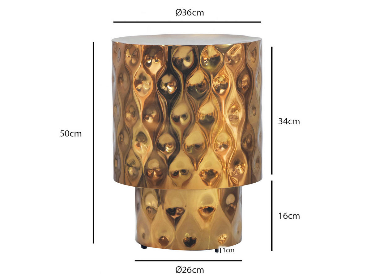 BEISTELLTISCH Metall 36/36/50 cm  - Goldfarben, Design, Metall (36/36/50cm) - Livetastic