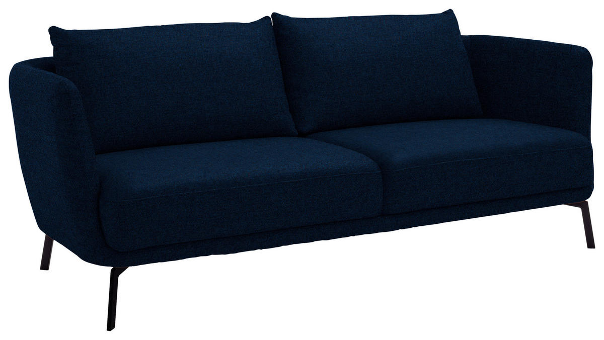 3-SITZER-SOFA  in Flachgewebe Dunkelblau  - Schwarz/Dunkelblau, Design, Textil/Metall (210/71/91cm) - Schöner Wohnen