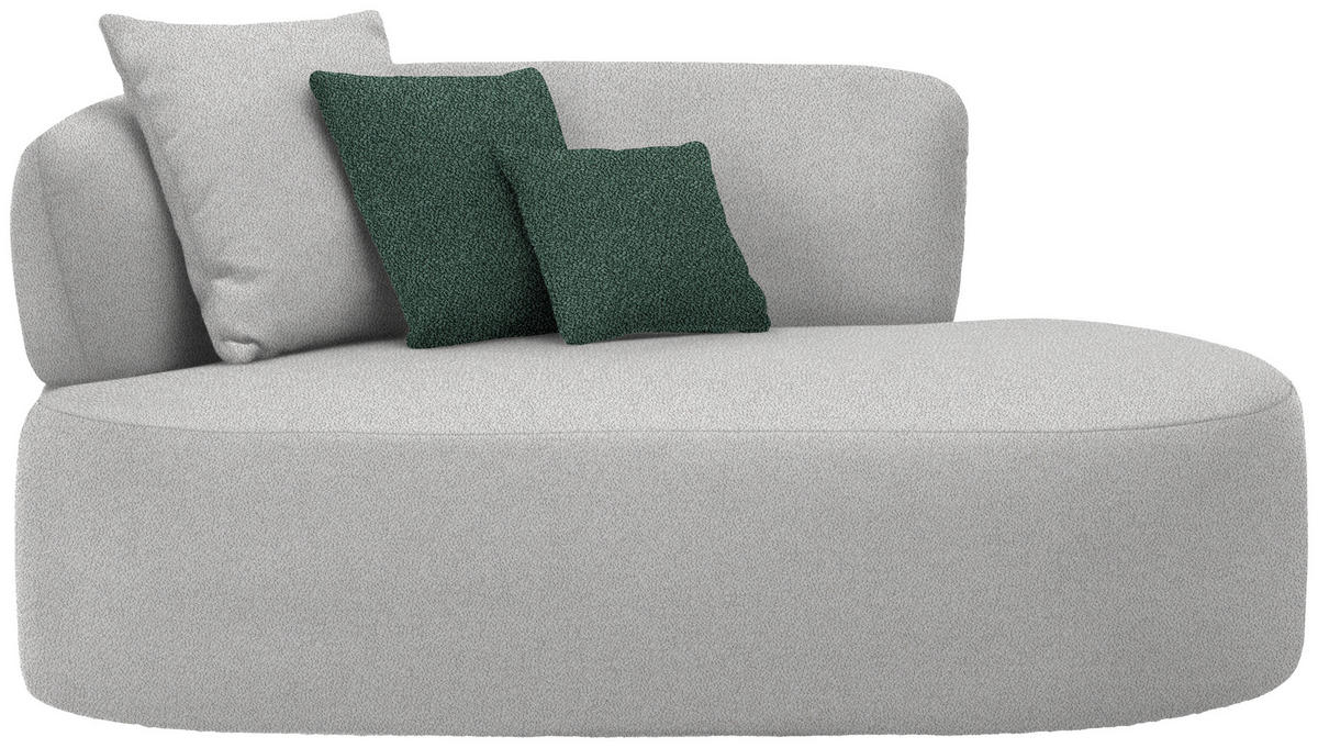 RÉCAMIERE in Plüsch Grau, Dunkelgrün  - Dunkelgrün/Schwarz, MODERN, Kunststoff/Textil (166/86/105cm) - Hom`in