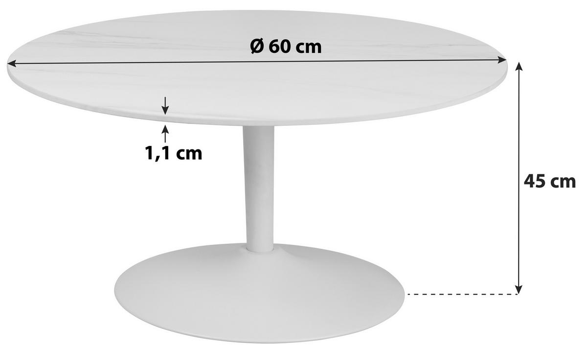 BEISTELLTISCH Weiß rund  - Weiß, Design, Keramik/Metall (60/45cm) - Livetastic