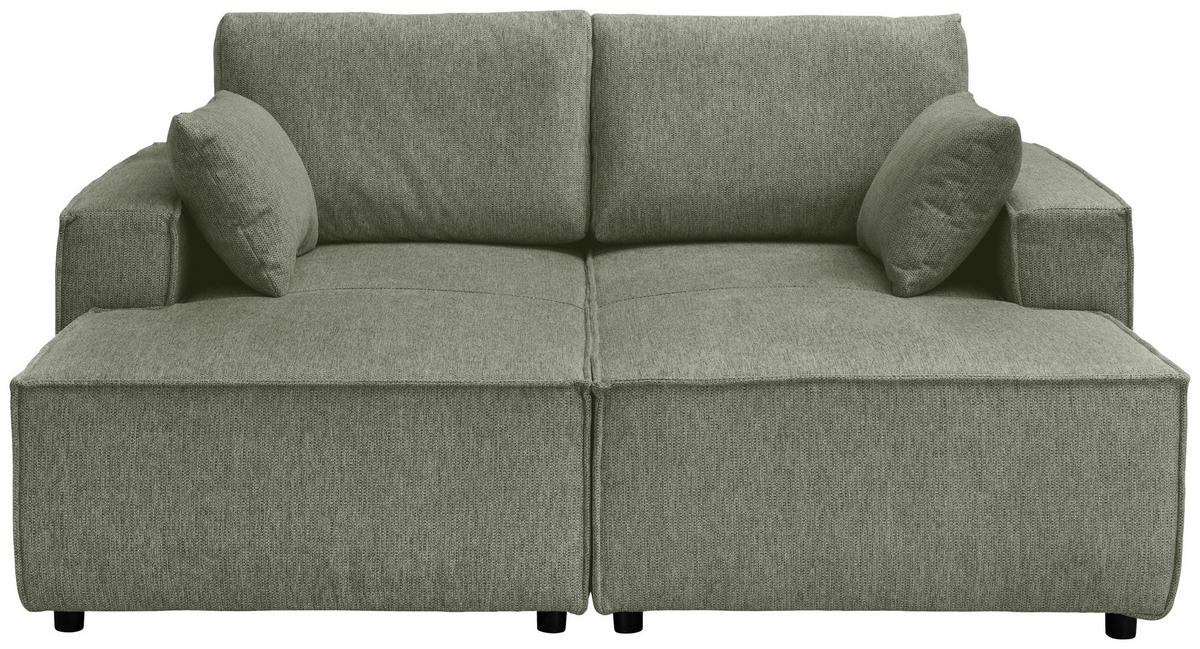 BIGSOFA in Chenille Dunkelgrün  - Dunkelgrün/Schwarz, Modern, Kunststoff/Textil (188/86/154cm) - Livetastic