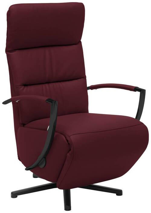 RELAXSESSEL in Leder Weinrot  - Weinrot/Schwarz, Design, Leder/Metall (64/112/80cm) - Cantus