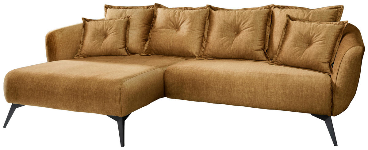 ECKSOFA Gelb Velours  - Gelb/Schwarz, MODERN, Holz/Textil (162/277cm) - Livetastic