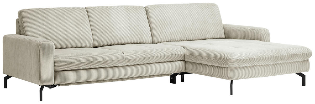 ECKSOFA in Cord Creme  - Creme/Schwarz, Design, Textil/Metall (302/178cm) - Beldomo Style