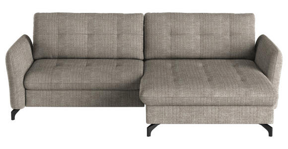 ECKSOFA in Flachgewebe, Leinenoptik Hellbraun  242/170 cm  - Hellbraun/Schwarz, Design, Textil/Metall (242/170cm) - Xora