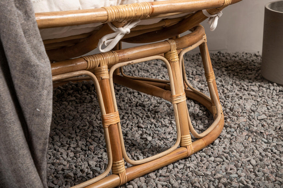 LOUNGEFÅTÖLJ  - vit/naturfärgad, Modern, trä/textil (165/97/108cm) - Gardenson