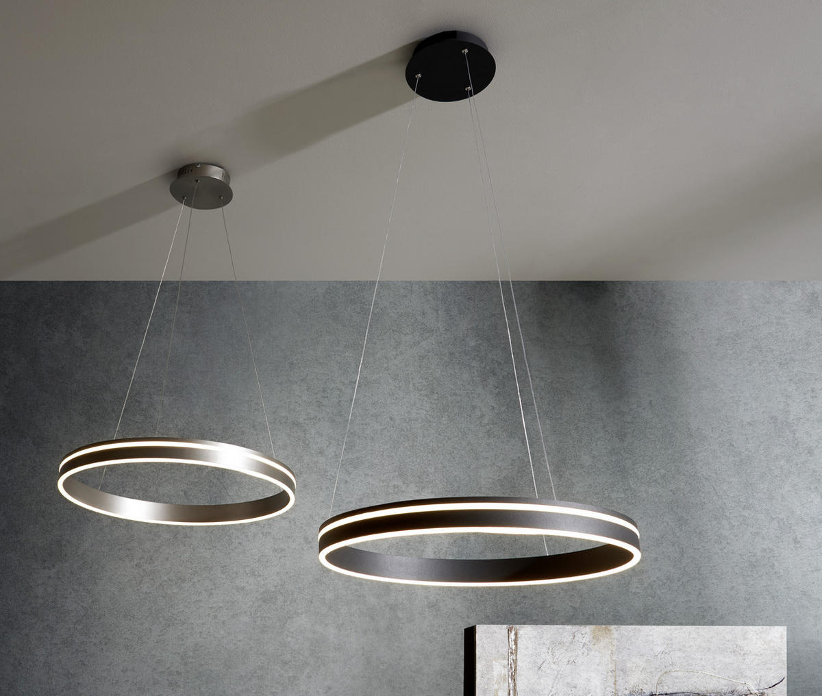 ZÁVĚSNÉ LED SVÍTIDLO, 59/59/120 cm  - antracitová, Design, kov/plast (59/59/120cm)