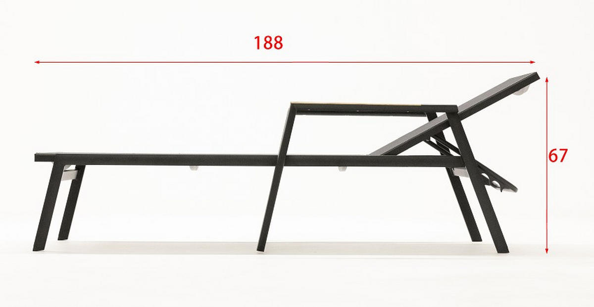 SONNENLIEGE 76/51,5/196 cm  - Schwarz/Grau, Modern, Holz/Textil (76/51,5/196cm) - Amatio