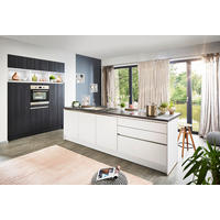 EINBAUKÜCHE UNO  - Eichefarben/Schwarz, Design, Holzwerkstoff - Moderano