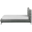 POLSTERBETT 180/200 cm,  in Grau, gepolstertes Kopfteil,  - Schwarz/Grau, Design, Leder/Metall (180/200cm) - Esposa