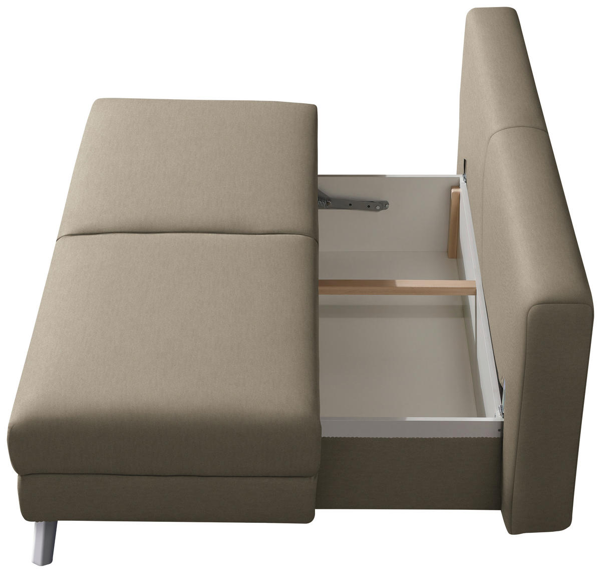 SCHLAFSOFA Flachgewebe Cappuccino  - Chromfarben/Cappuccino, Modern, Textil/Metall (194/91/90cm) - Novel