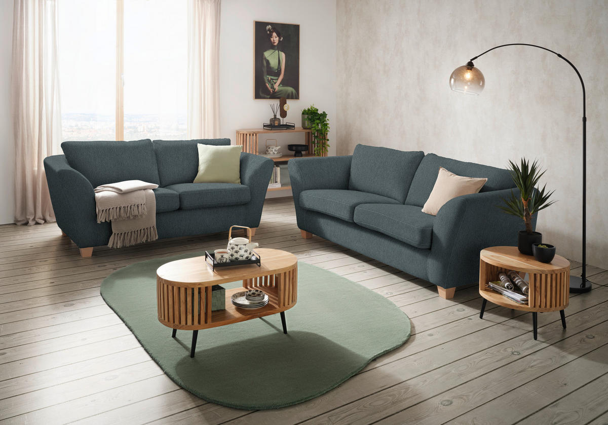 2-SITZER-SOFA in Chenille Dunkelgrau  - Dunkelgrau/Naturfarben, Holz/Textil (190/70-85/95cm) - MID.YOU