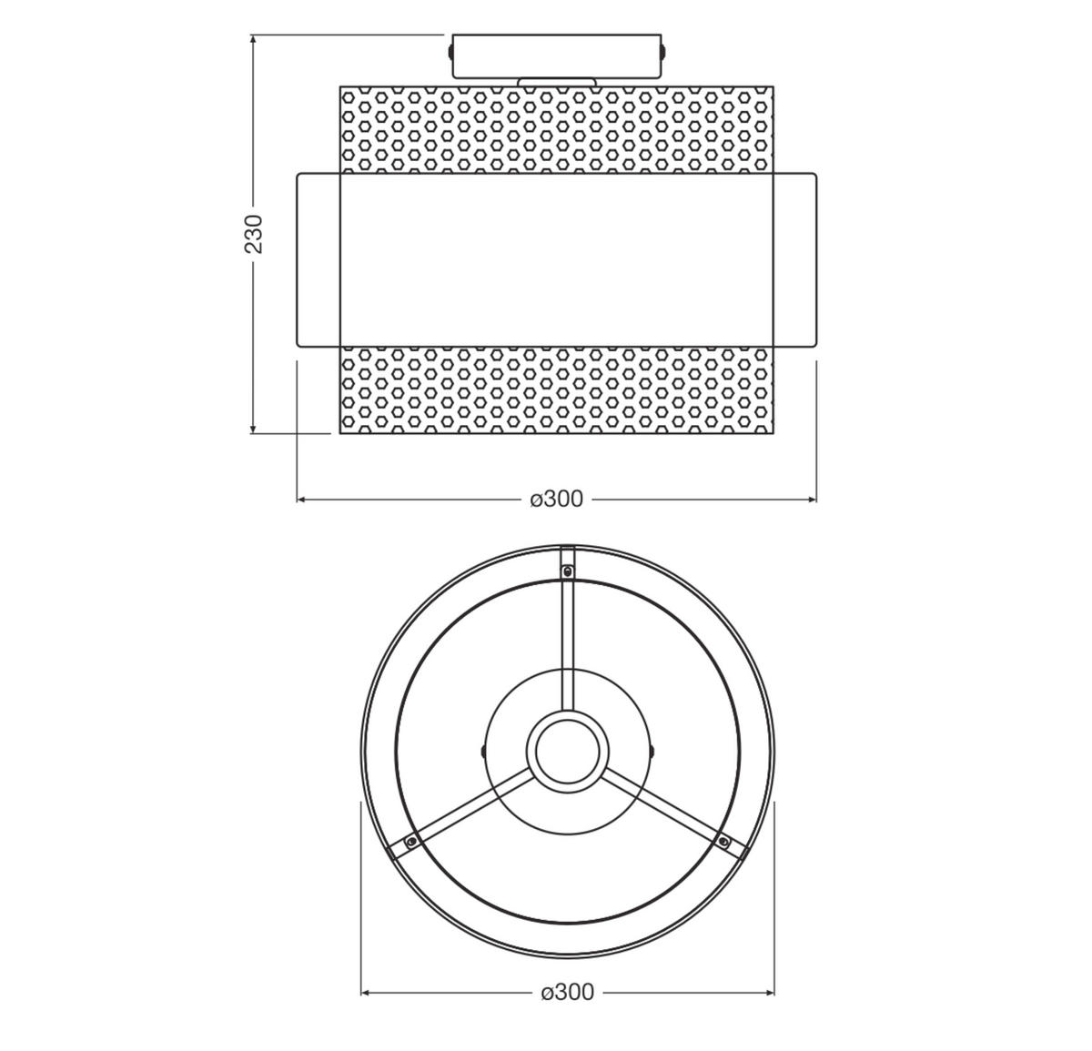 DECKENLEUCHTE 30/23 cm   - Goldfarben/Schwarz, KONVENTIONELL, Textil/Metall (30/23cm) - Osram