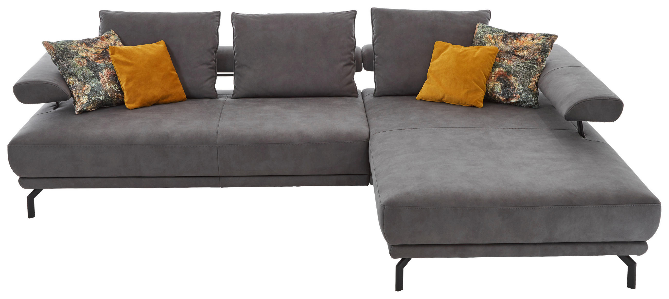 ECKSOFA Anthrazit Mikrofaser  - Anthrazit/Schwarz, Design, Textil/Metall (305/224cm) - Dieter Knoll