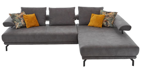 ECKSOFA  in Mikrofaser Anthrazit  305/224 cm  - Anthrazit/Schwarz, Design, Textil/Metall (305/224cm) - Dieter Knoll
