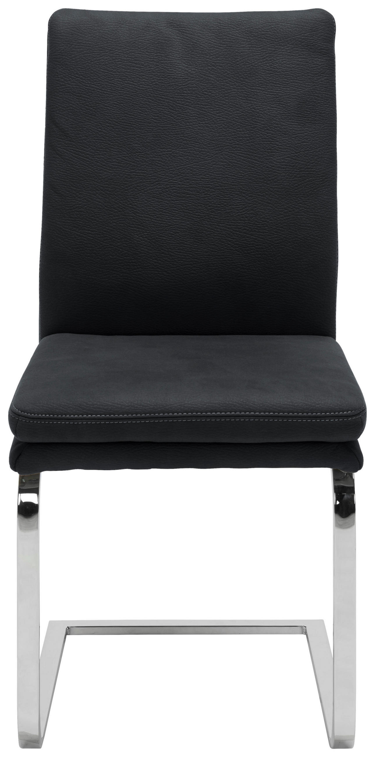 SCHWINGSTUHL  in Stahl Mikrofaser  - Chromfarben/Schwarz, Design, Textil/Metall (47/100/64cm) - Novel