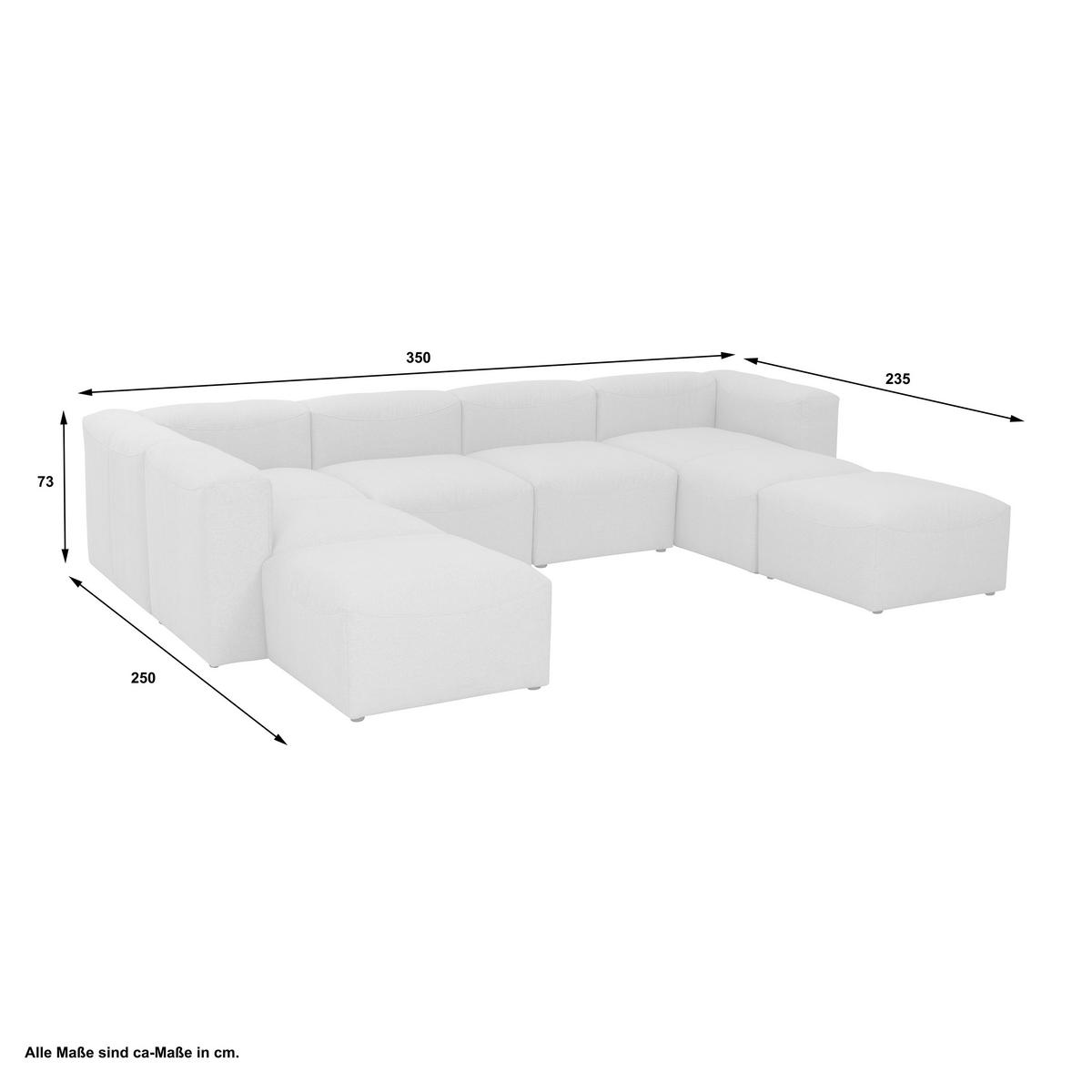 WOHNLANDSCHAFT in Flachgewebe Creme  - Creme, Design, Kunststoff/Textil (250/350/235cm) - Max Winzer