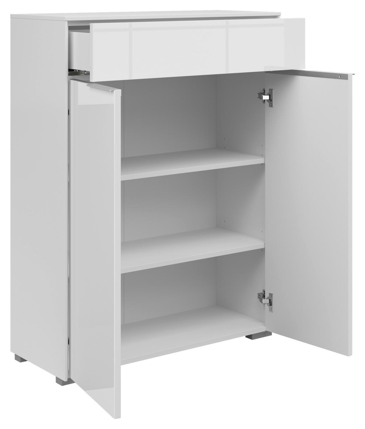 KOMMODE  in 81/110/37 cm  - Silberfarben/Weiß, KONVENTIONELL, Glas/Holzwerkstoff (81/110/37cm) - Voleo
