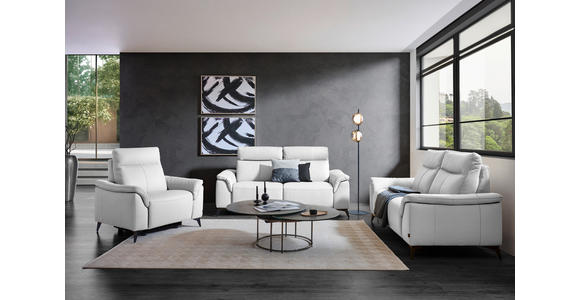 2-SITZER-SOFA in Leder Weiß  - Schwarz/Weiß, Design, Leder/Metall (176/105/98cm) - Emilio Belluti