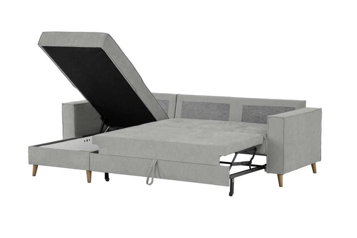 ECKSOFA in Flachgewebe Dunkelgrau  - Dunkelgrau, Design, Textil (257/159cm) - MID.YOU