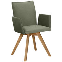 ARMLEHNSTUHL  in Samt  - Eichefarben/Grün, KONVENTIONELL, Holz/Textil (60/91/61cm) - Moderano