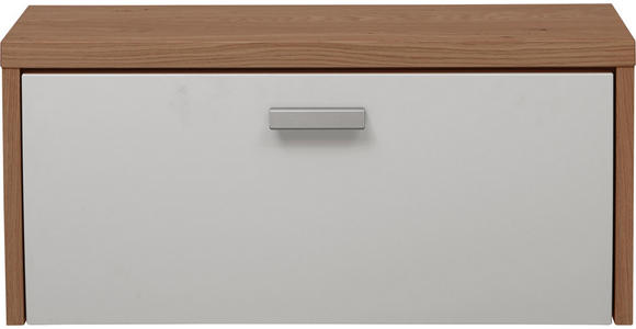 GARDEROBENBANK Wildeiche furniert, massiv Eichefarben, Weiß - Eichefarben/Alufarben, Design, Holz/Metall (92/42,5/31cm) - Dieter Knoll
