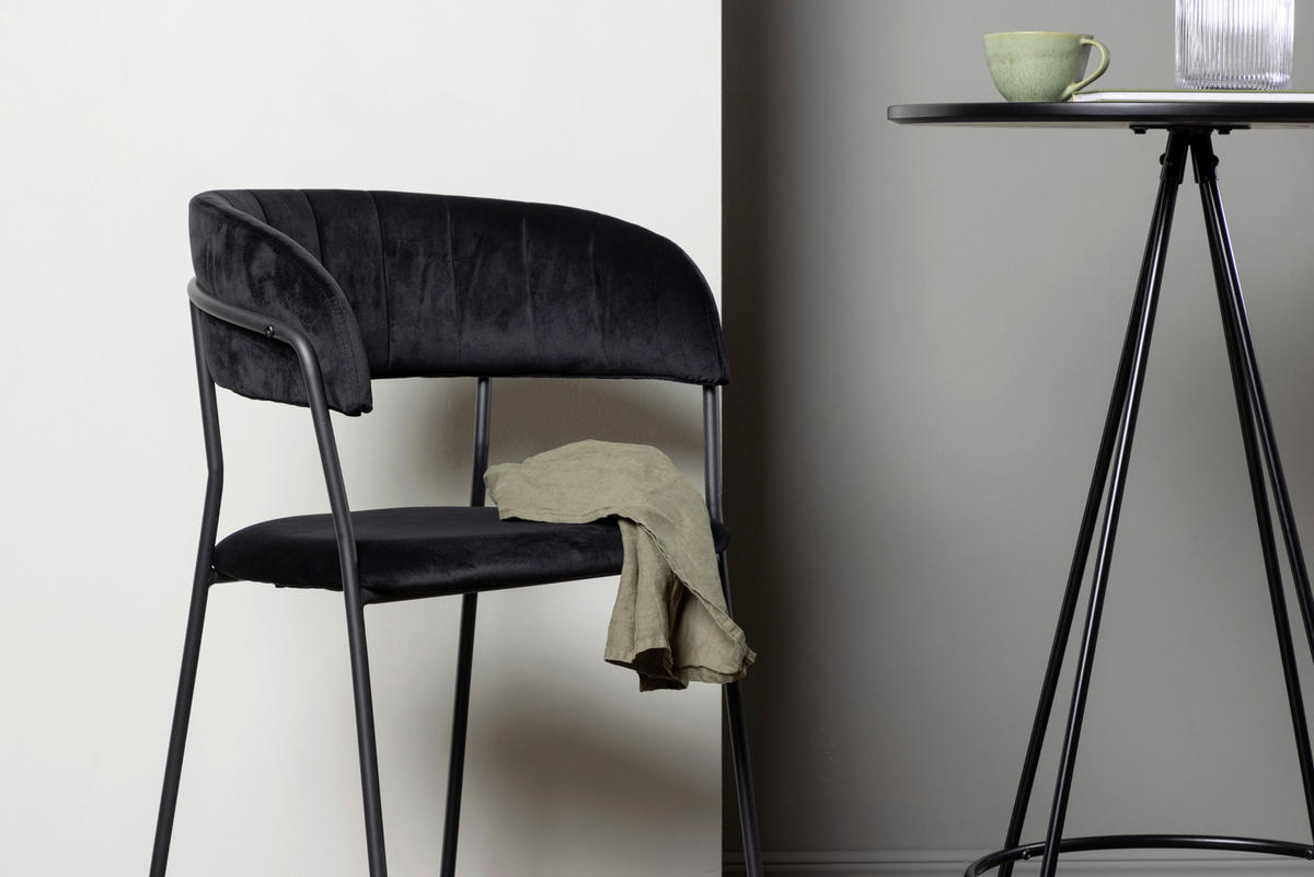 BARHOCKER-SET in Schwarz  - Schwarz, Design, Textil/Metall (53/97/49cm) - Livetastic