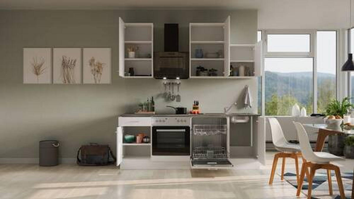 KUCHYNSKÁ LINKA LUCCA 220 - sivohnedá/biela, Modern, kompozitné drevo/plast (220cm) - FlexWell