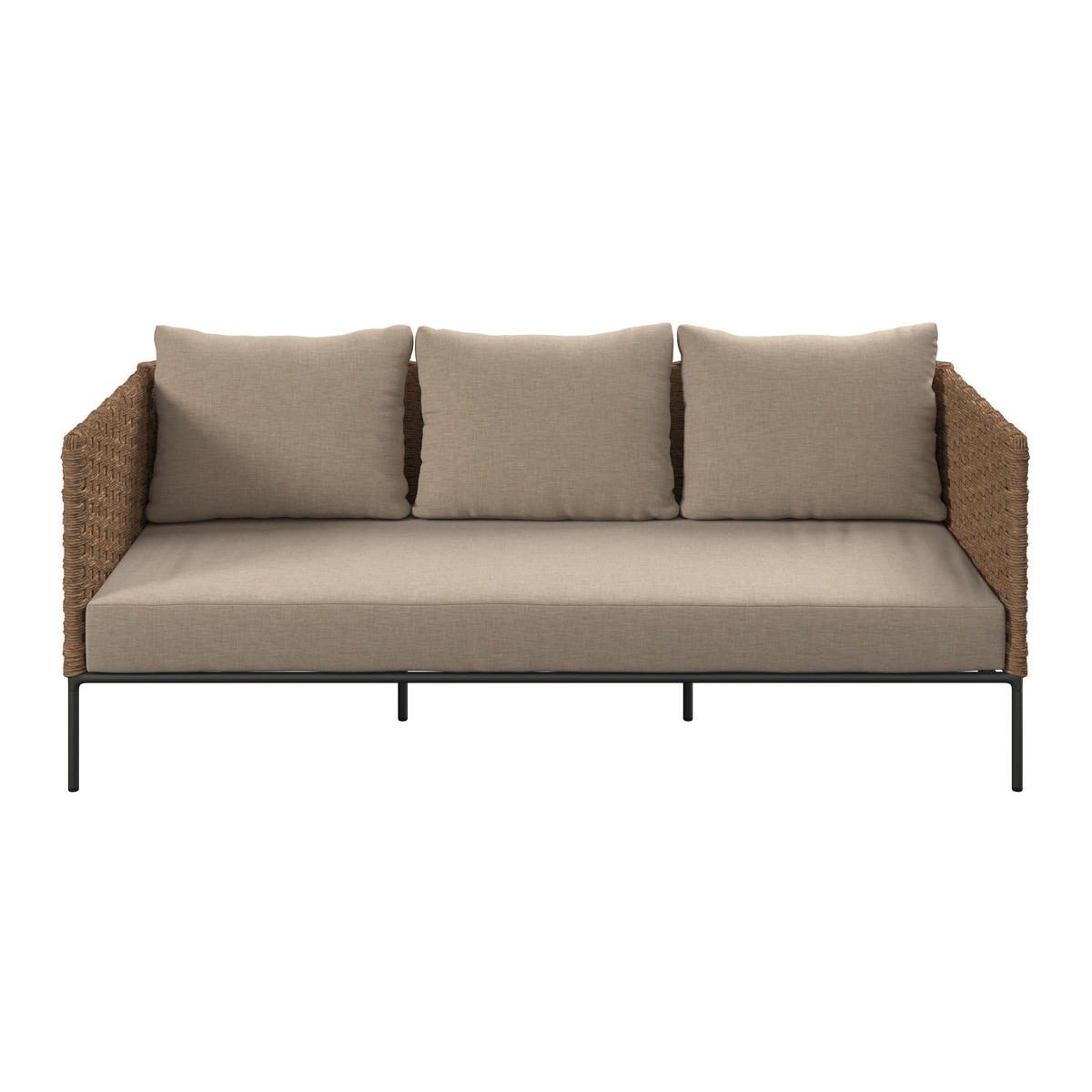 LOUNGEGARNITUR   Akazie vollmassiv Stahl  - Beige/Gelb, MODERN, Holz/Kunststoff - Beldano