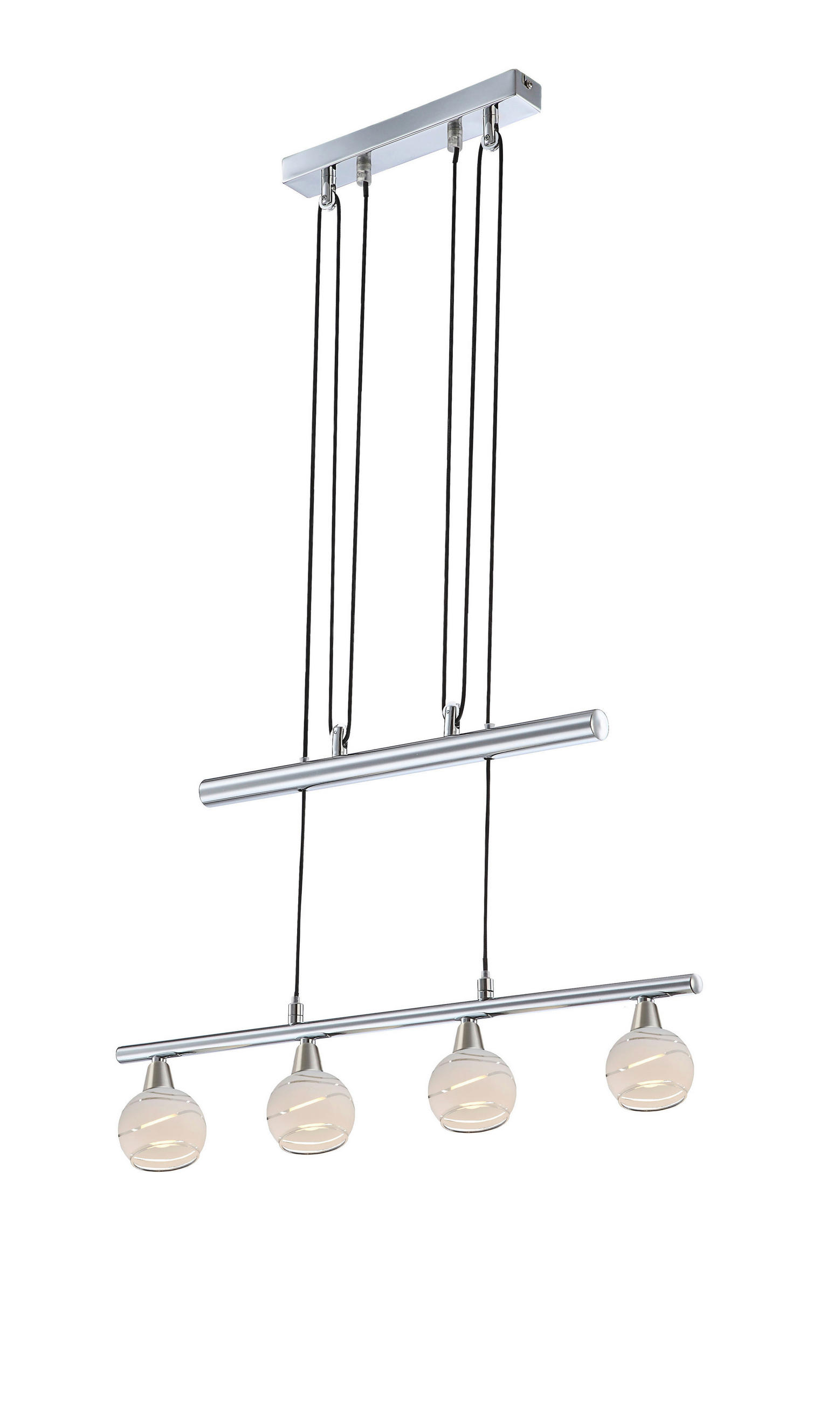 LED-HÄNGELEUCHTE 60/10/160 cm   - Nickelfarben, Design, Glas/Metall (60/10/160cm) - Globo