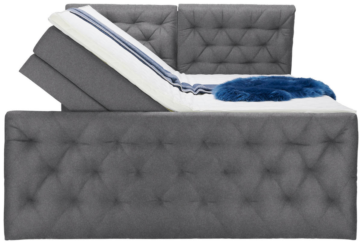BOXSPRINGBETT 180/200 cm  in Grau  - Schwarz/Grau, KONVENTIONELL, Kunststoff/Textil (180/200cm) - Carryhome