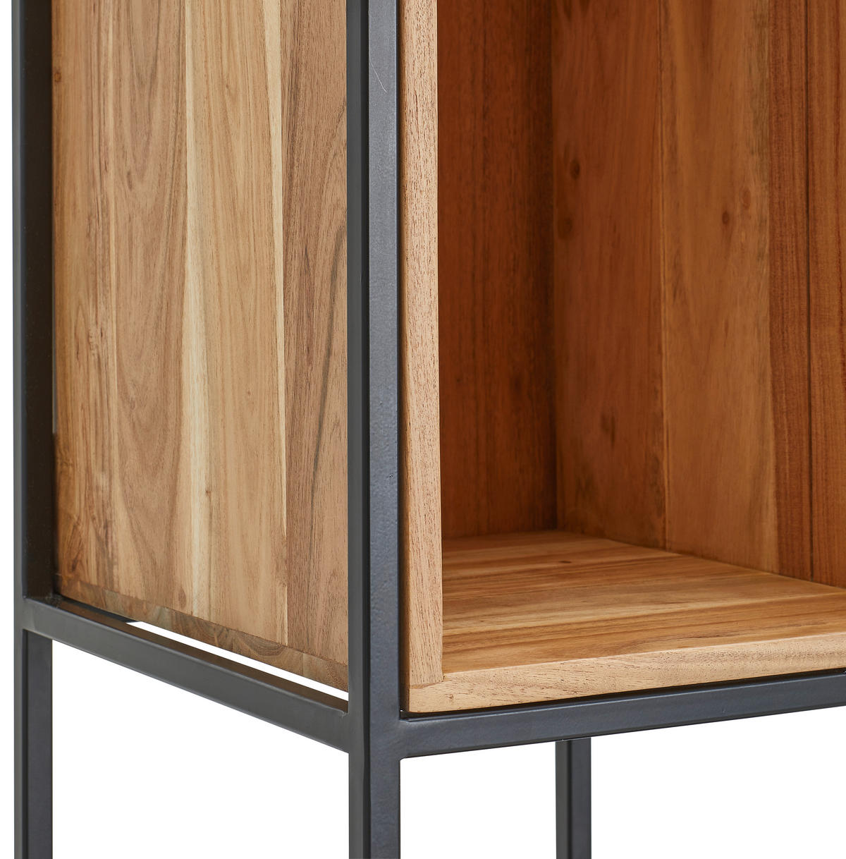 REGAL Akazie vollmassiv Schwarz, Akaziefarben  - Schwarz/Akaziefarben, Design, Holz/Metall (60/190/35cm) - Livetastic