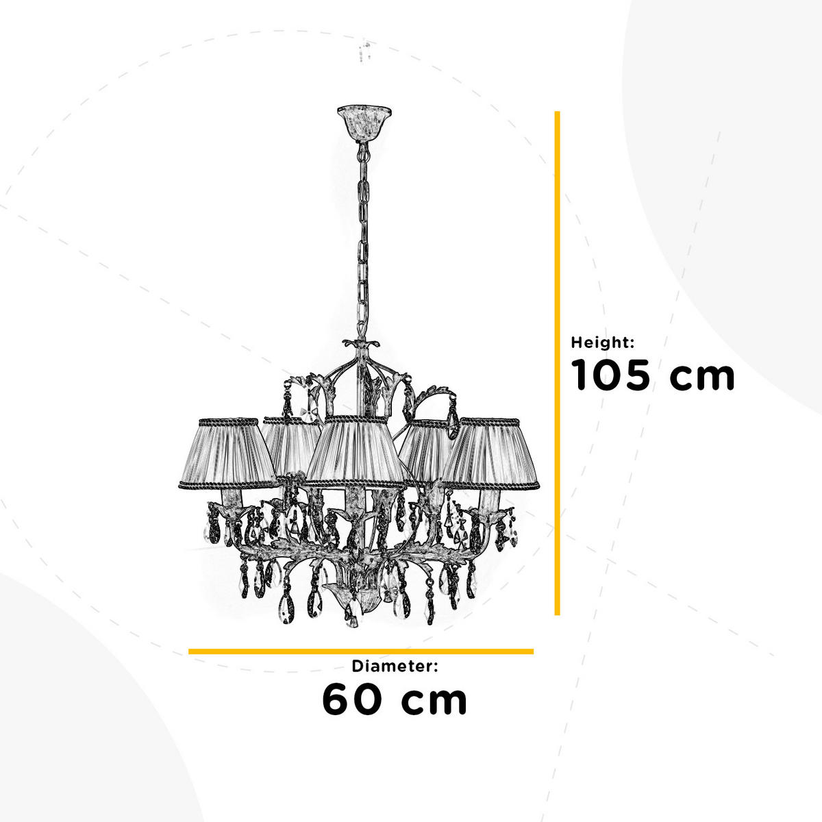 KRISTALL-HÄNGELEUCHTE 60/105 cm   - Bronzefarben, KONVENTIONELL, Glas/Metall (60/105cm)
