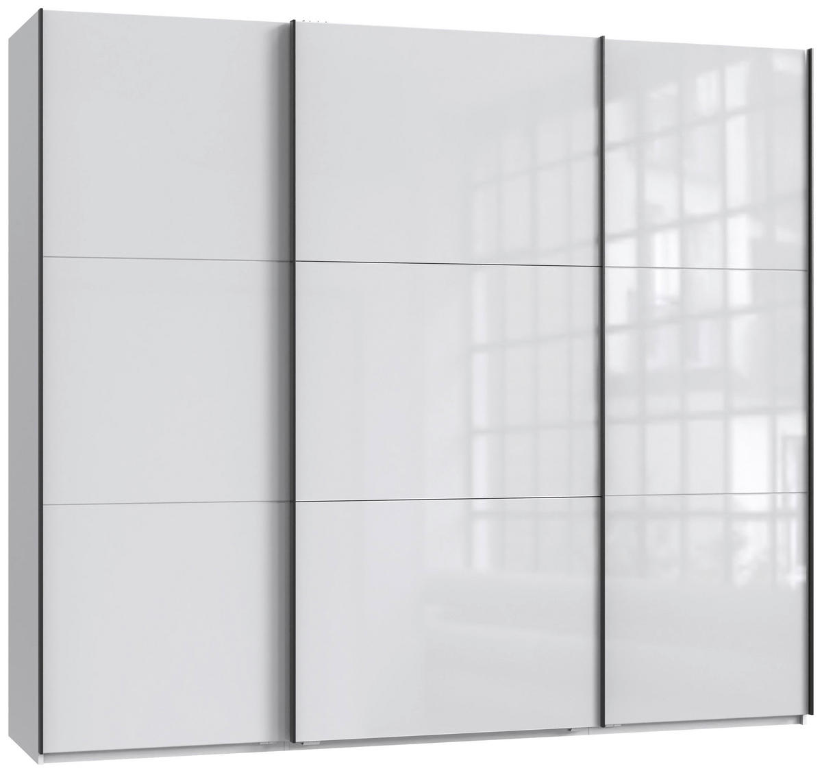 SCHWEBETÜRENSCHRANK in Weiss  - Weiss/Schwarz, Konventionell, Glas/Holzwerkstoff (250/216/65cm) - Stylife