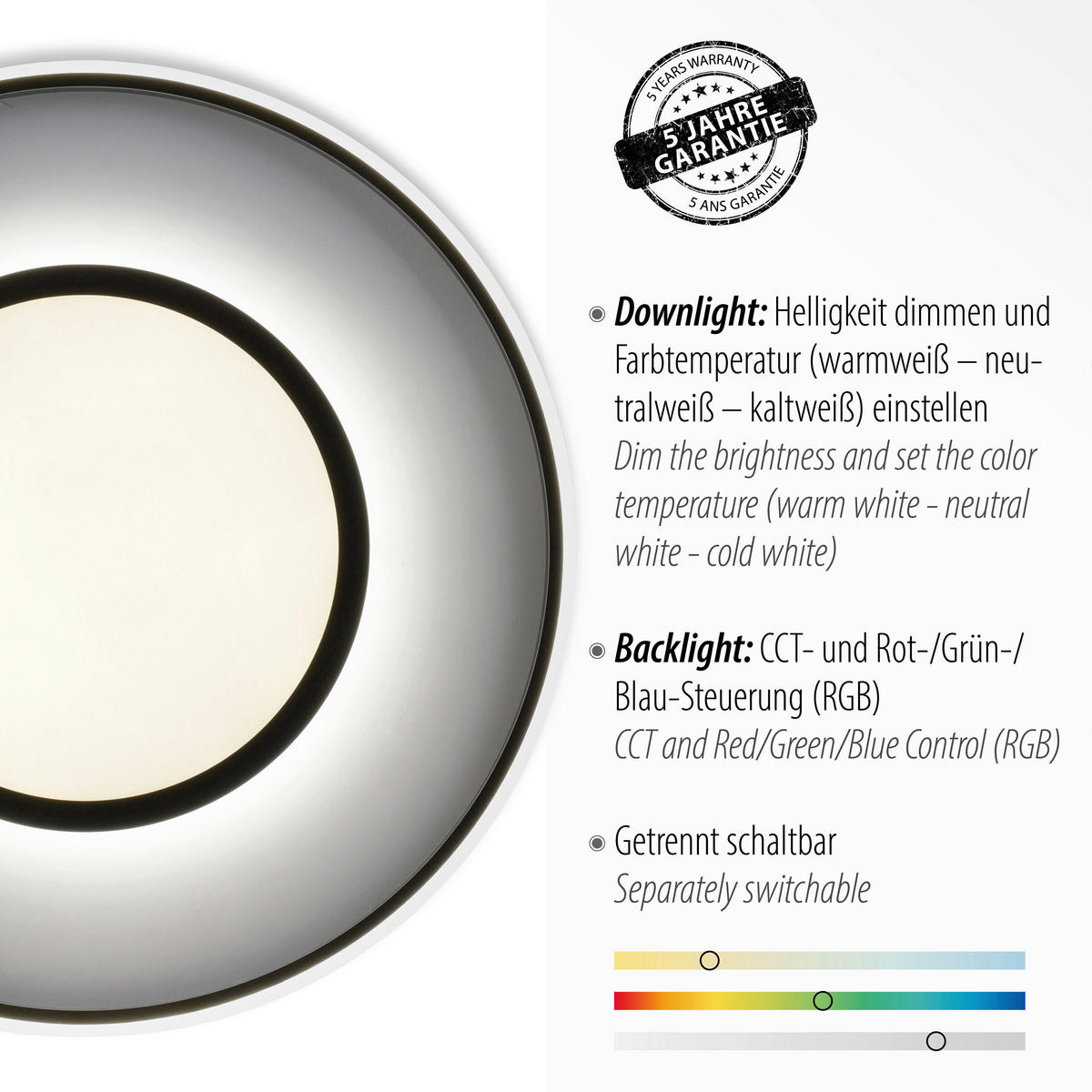 LED-DECKENLEUCHTE 60/10 cm   - Schwarz, Design, Kunststoff/Metall (60/10cm)