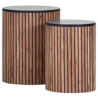 COUCHTISCHSET furniert rund Naturfarben, Schwarz, Akaziefarben  - Schwarz/Naturfarben, LIFESTYLE, Holzwerkstoff (32-42/32-42/45-53cm) - Landscape